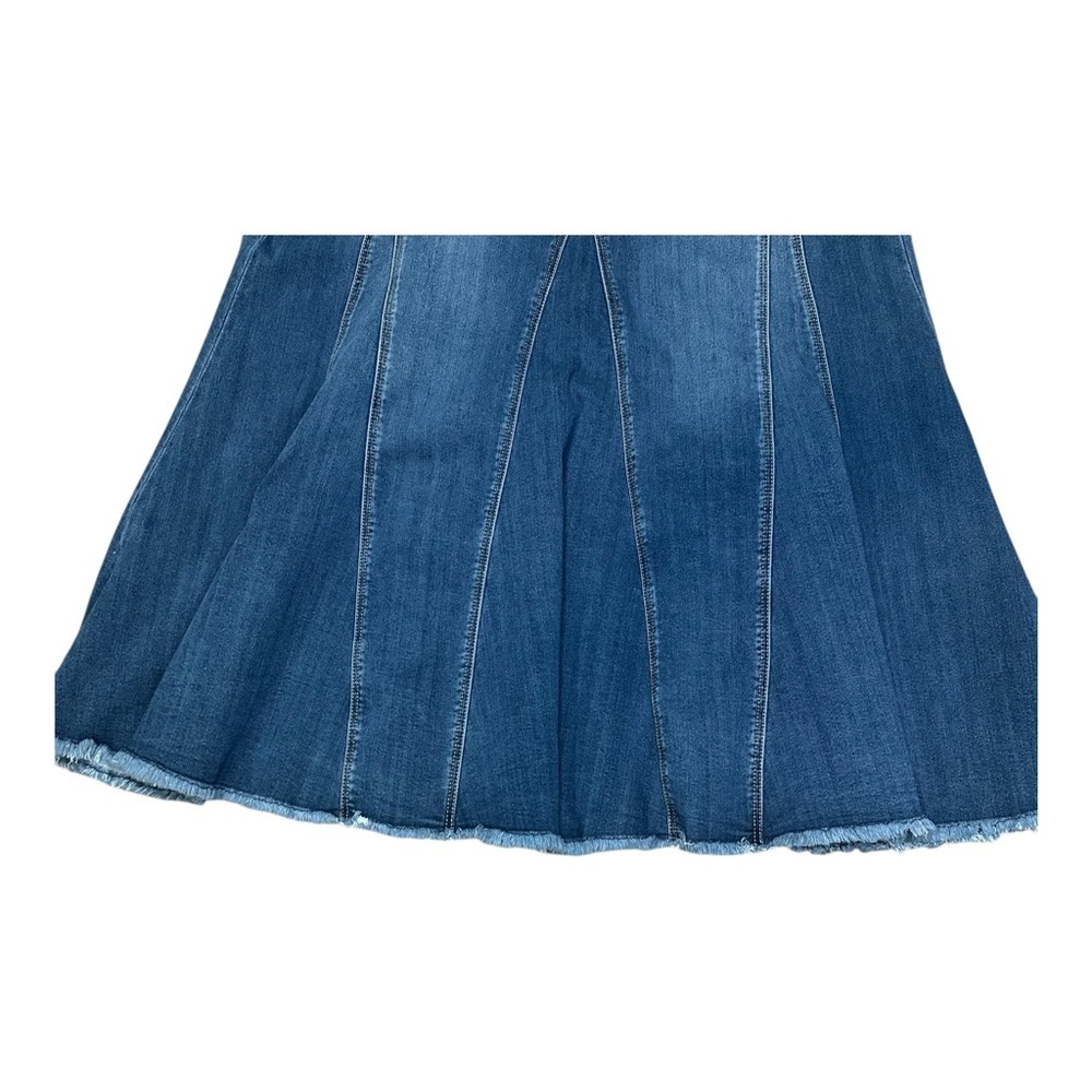 Liverpool Los Angeles Multi Panel Fray Hem Denim Skirt in Darwin Sz: 14 - Picture 8 of 16